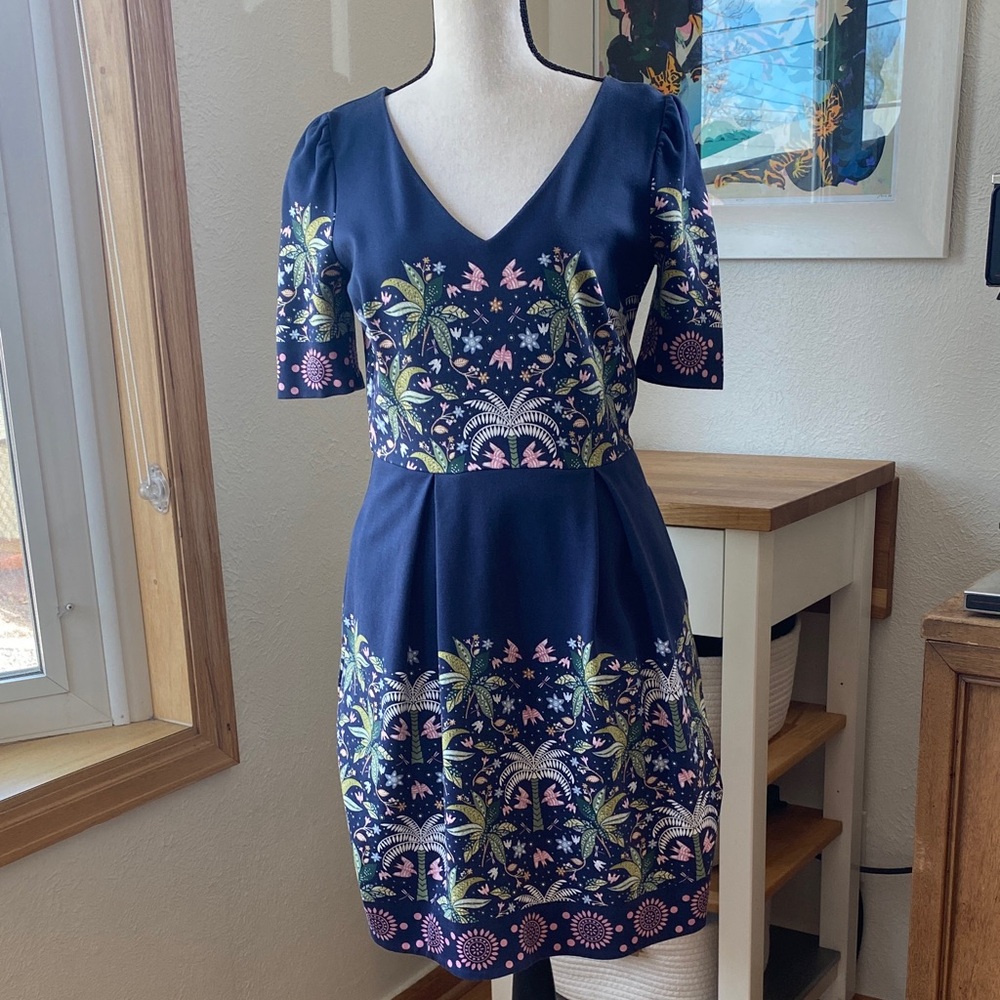 Boden Navy Blue Floral Print Mini Dress